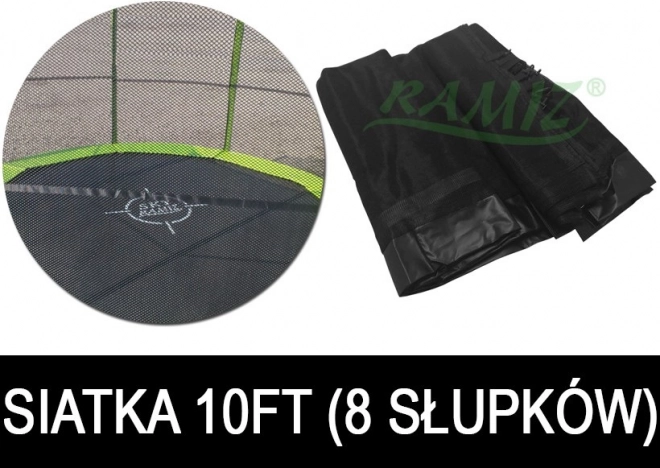 Zaštitna mreža za trampolin SKYRAMIZ 305 cm (10 ft), 8 stupova, crna