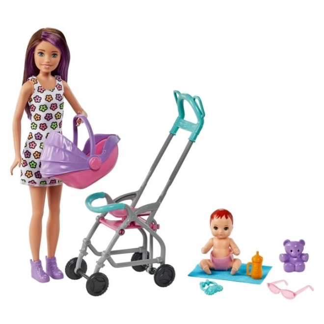 Lutka Barbie Dadilja Skipper Kolica + set za bebu