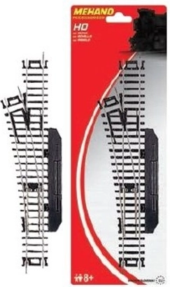 Lijevi ručni skretnik za mjerilo H0, radijus 457,2 mm, duljina 228,6 mm