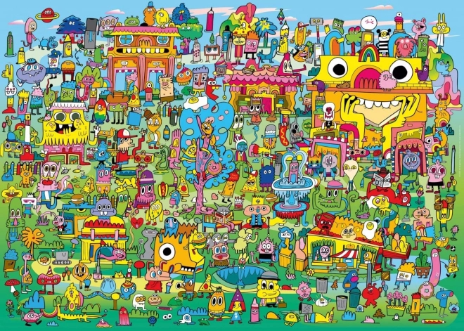 Puzzle 1000 dijelova – selo puno doodleova – Jon Burgermann, HEYE