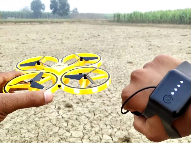 Dron upravljan gestama rukama + daljinsko upravljanje Kvadrakopter RC0573 – Žuta