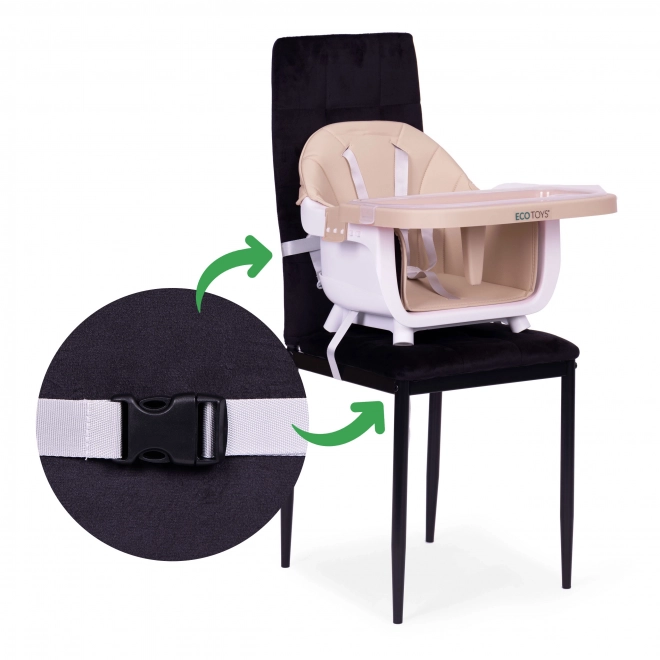 Dječja stolica za hranjenje 2u1 bež Eco Toys
