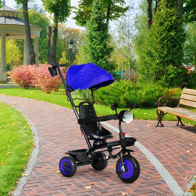 3u1 dječja tricikl s rotirajućim sjedalom, krovom, plava, ECOTOYS