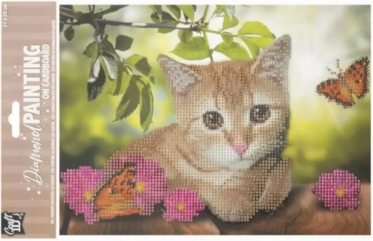 Dijamantno slikanje na ploči Mačić 29 × 21 cm