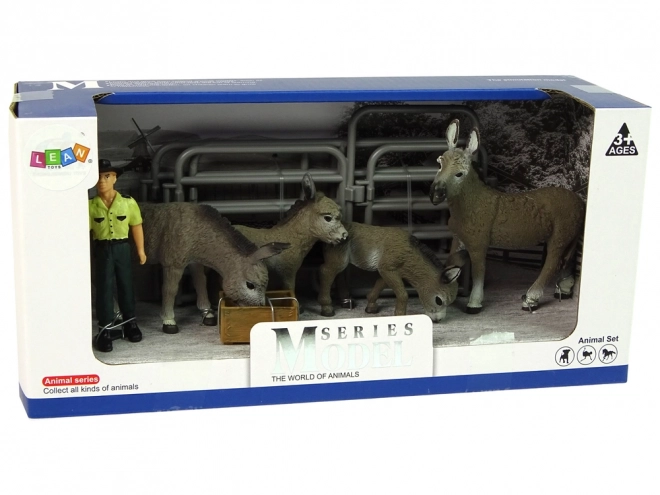 Set figura četiri magarca farmera Ograda siva