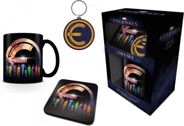 poklon set Eternals – šalica 310 ml, privjesak i pluto podmetač