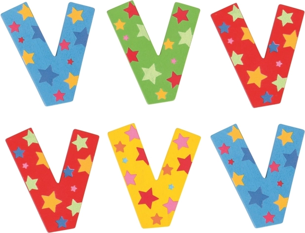 Drveno slovo V sa zvjezdicama – Bigjigs Toys