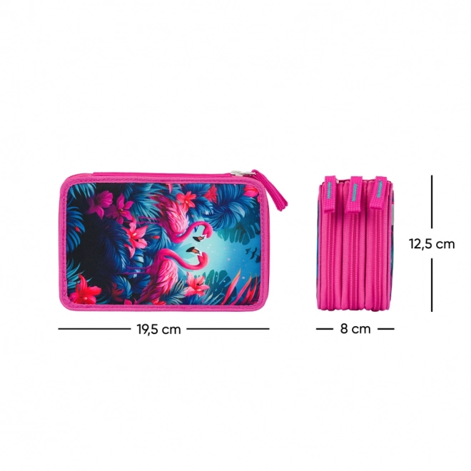 BAAGL Školska pernica trokatna Flamingosi