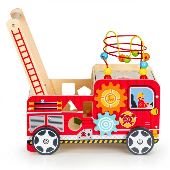 Drveno obrazovno hodalica s kockama - Vatrogasno vozilo ECOTOYS