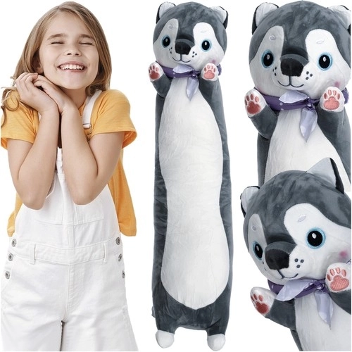 Plišani pas husky 70 cm KRUZZEL – duga mazna igračka i jastuk