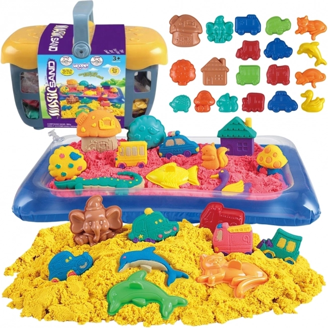 Magijski kinetički pijesak Woopie 0,8 kg - set u košari s kalupima