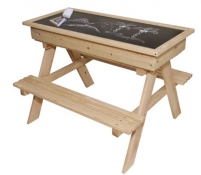 Vrtni namještaj za djecu stol + 2 klupe pješčanik ploča spremišni prostor 93 x 78 x 68 cm