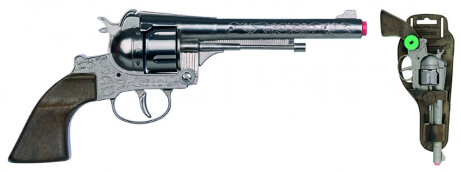 Revolver kaubojski srebrni, metalni - 12 metaka