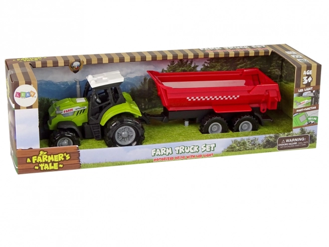 Zeleni traktor s crvenom prikolicom Zvuk