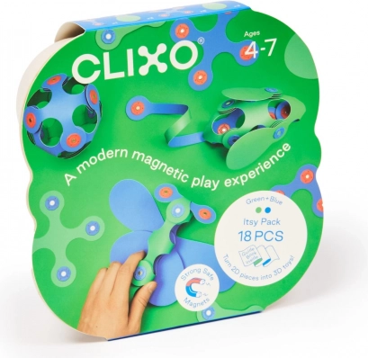 Magnetska slagalica Clixo Itsy, zelena/plava