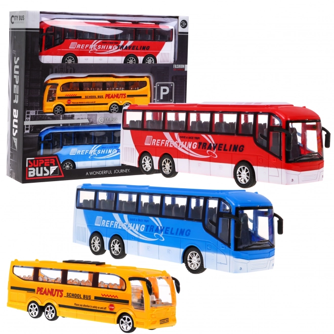3 modela autobusa za djecu 3+ Školski autobus + Izletnički autobusi + Žive boje