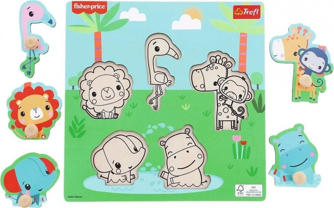 Drvena slagalica FISHER-PRICE s ručkicama, 5 dijelova