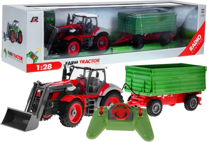 RC traktor s utovarivačem i prikolicom 1:28 za djecu 3+