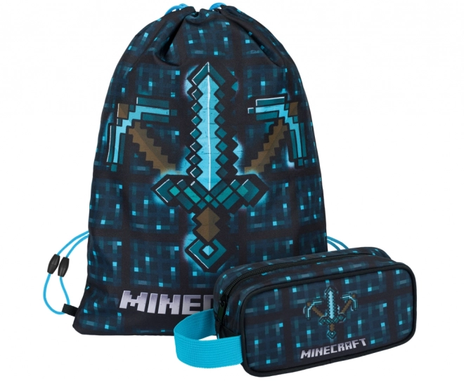 Minecraft 2 set plava sjekira i mač pernica i vrećica