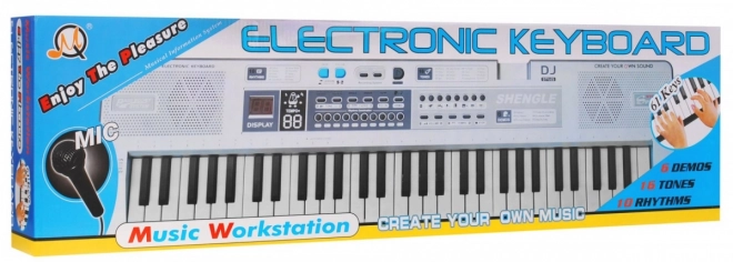 Bijeli dječji set s klavijaturom s mikrofonom, snimanjem i stereo zvučnicima