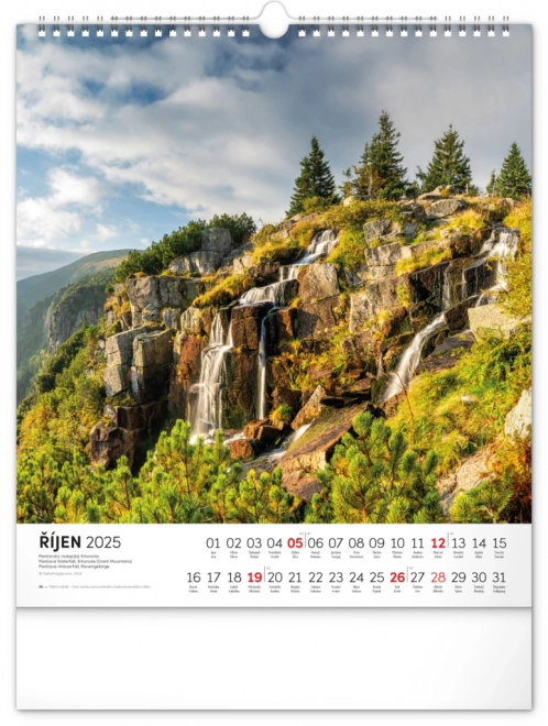 NOTIQUE Zidni kalendar Šetnje kroz češki krajolik 2025, 30 x 34 cm