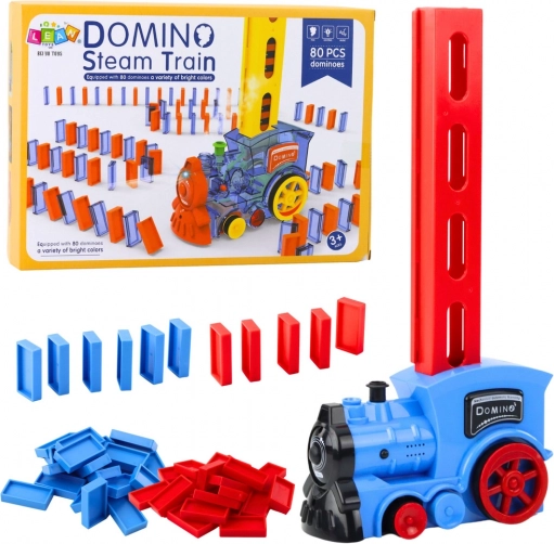 Električna lokomotiva na baterije s domino kockama i parom