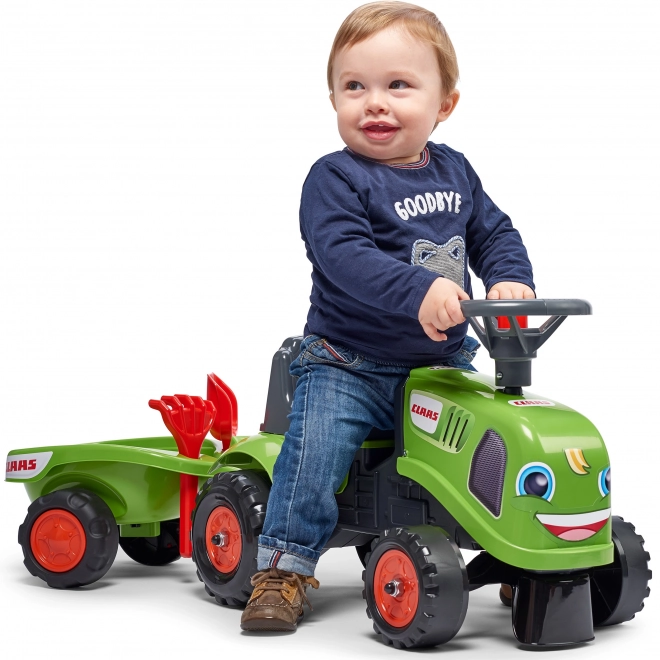 Guralica traktor Claas zelene boje s volanom i prikolicom