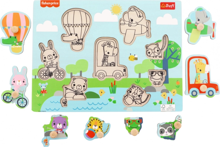 Drvene umetaljke puzzle Fisher-Price životinje, 8 dijelova