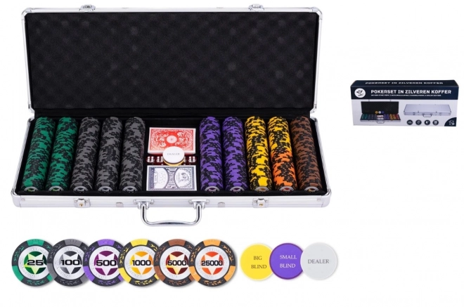 Set za poker u srebrnom kovčegu s visokim apoenima