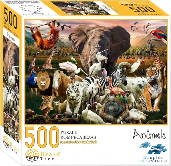 Puzzle Brain Tree životinje 500 dijelova s posterom