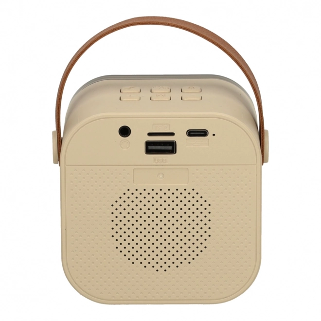 Karaoke set 2 mikrofona + prijenosni zvučnik BLUETOOTH USB LED bež boja