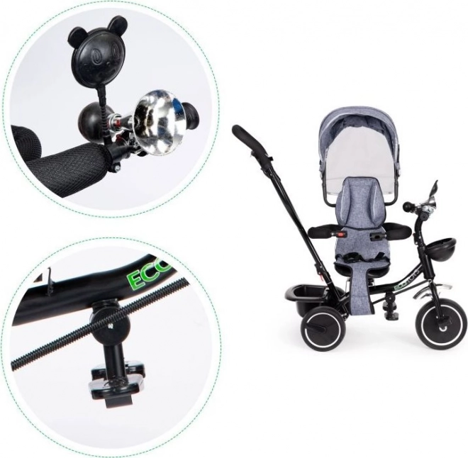 ECOTOYS Trokolica sa krovom i vodilicom siva