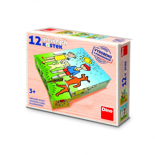 Drvene kocke Psić i mačkica – 12 kocaka