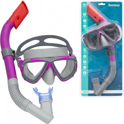 bestway dominator snorkel – set maske i disalice za adolescente i odrasle 14+ ružičasti – Ružičasta