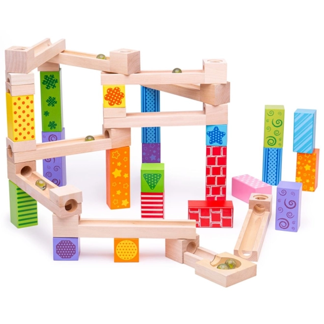 Bigjigs Toys Drvena staza za kuglice, šarena