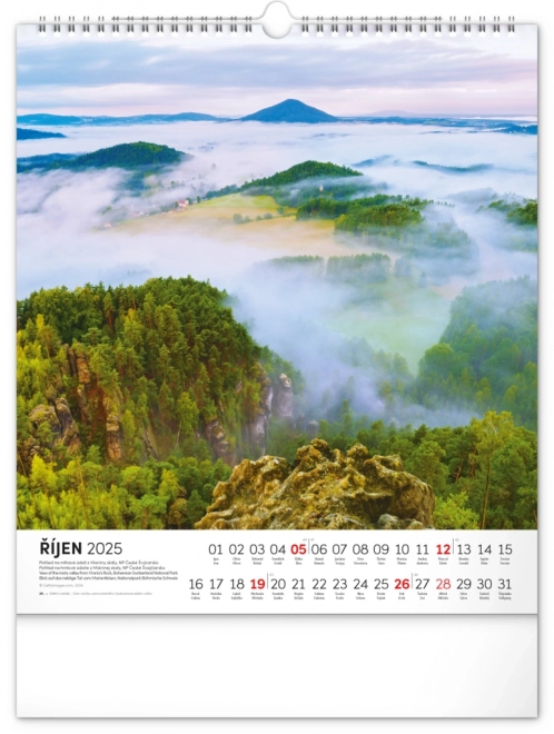NOTIQUE Zidni kalendar Češka republika 2025, 30 x 34 cm