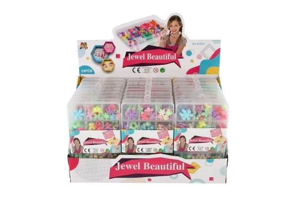 Plastične perle u boji s uzicom u plastičnoj kutiji 10x17x2cm