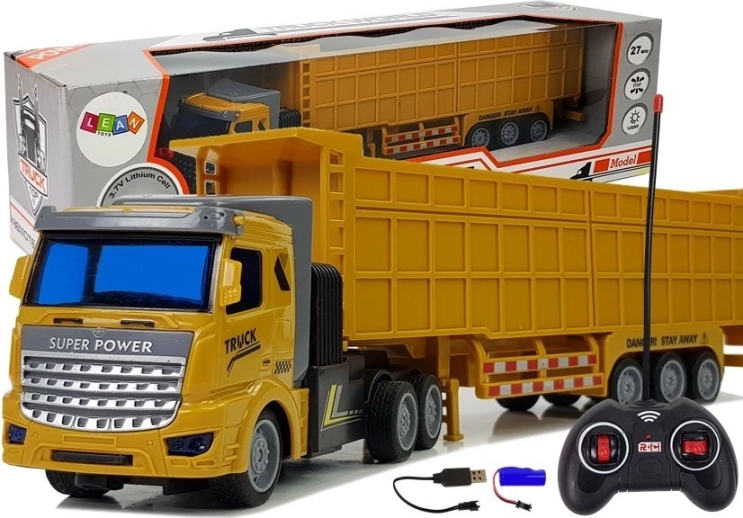 RC teretni kamion s velikom prikolicom 27 MHz 1:48 žuti