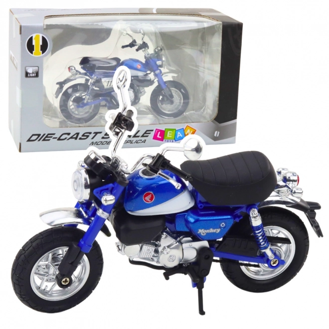 Retro metalni motocikl plave boje 1:12