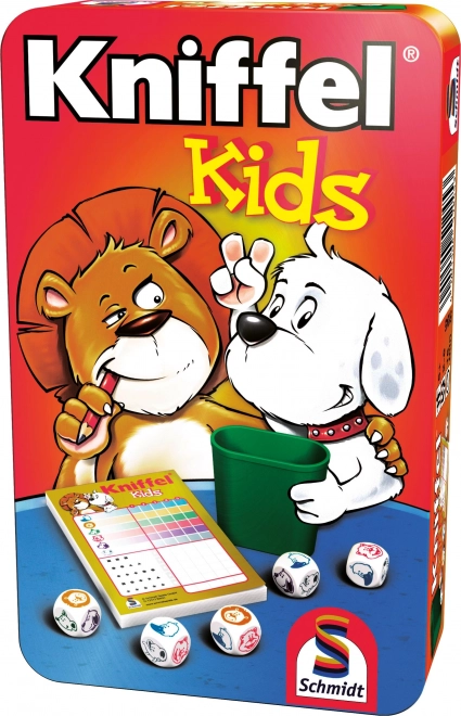 Dječja igra s kockama Kniffel Kids u limenoj kutijici