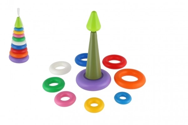 Slagalica piramida s prstenovima plastika 2 boje u mreži 15x31cm 12m+