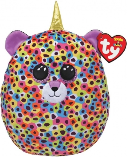 Plišani jastuk TY Squish-a-Boos leopard s rogom, višebojni 22 cm