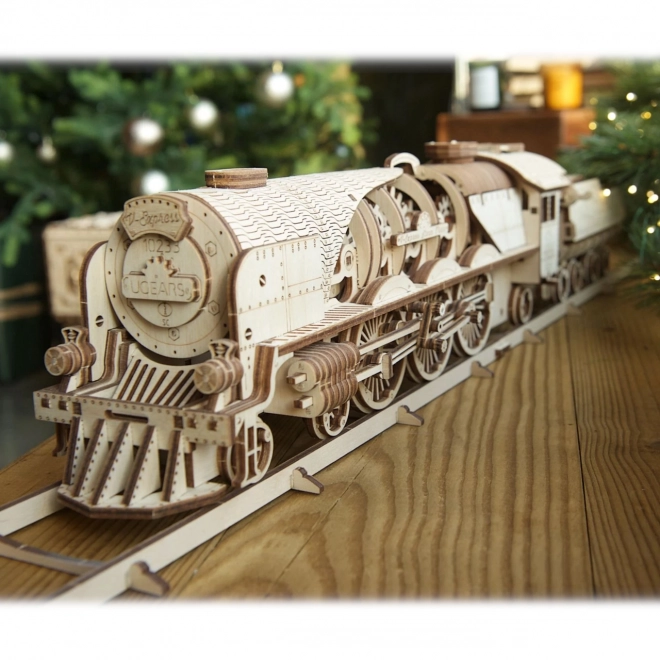 Ugears 3D puzzle - Lokomotiva V-express s vagonom 538 komada