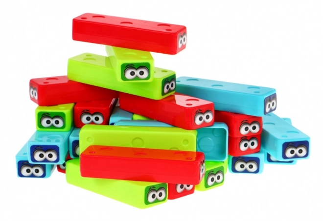 Mini arkadna igra Jenga za djecu 3+ Slaganje tornjeva + 30 obojenih kocaka + kockice