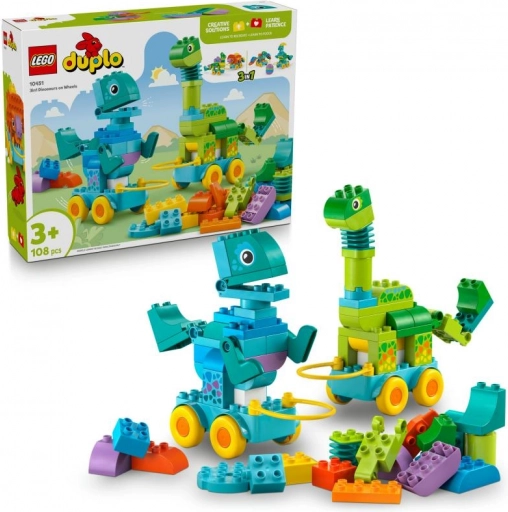 Konstruktorski set LEGO DUPLO 3 u 1: Dinosauri na Kotačima