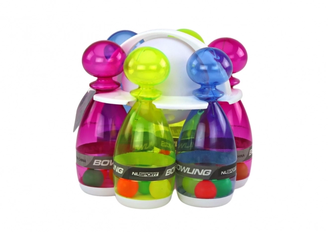 Bowling set od 6 prozirnih kegli u boji