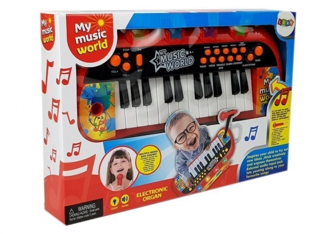 Pianinko tipkovnica 24 tipki USB mikrofon crvena