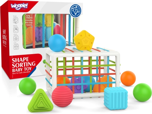 Woopie Baby elastična senzorička kocka sorter za djecu šareni oblici