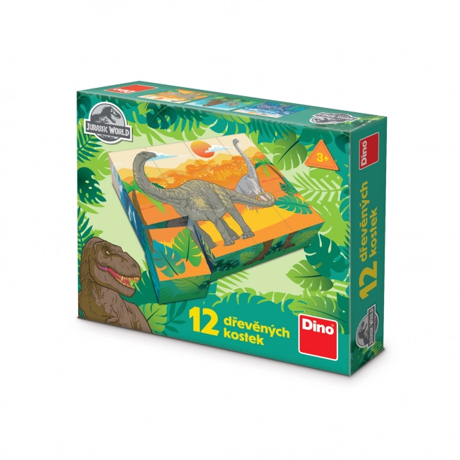 Kocke kubus Jurski svijet drvo 12 kom u kutiji 22x18x4cm