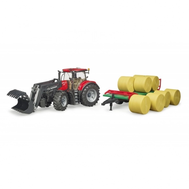 Bruder traktor Case IH Optum 300 CVX s prednjim utovarivačem i prijevoznim sredstvom za bale